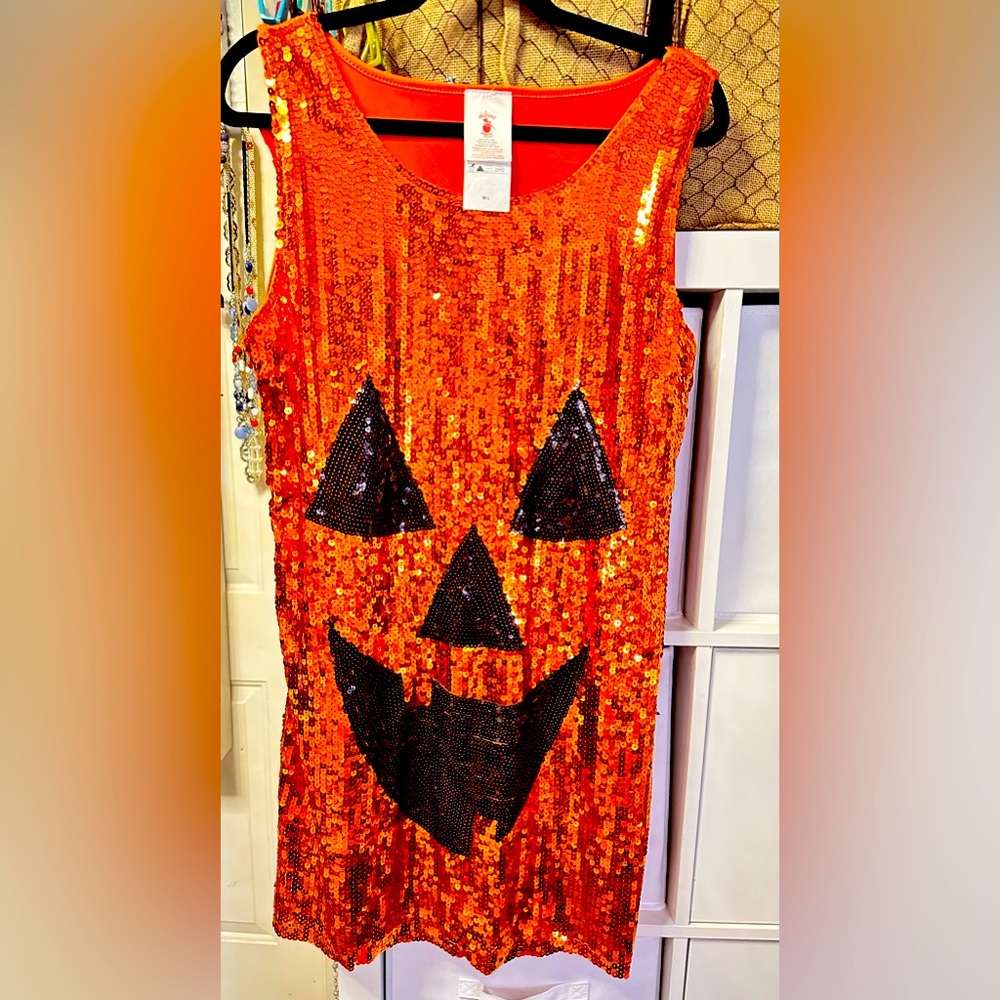 Pretty pumpkin sequined dress